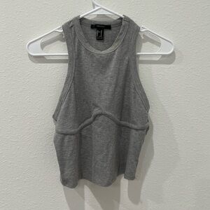 Gray Ribbed Tank Top
